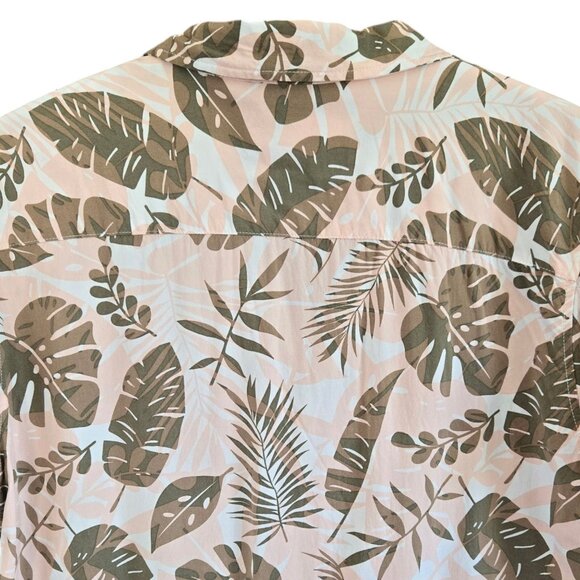 Free Planet Mens Tropical Leaf Hawaiian Short Sleeve Pink/Green Large - Picture 6 of 11